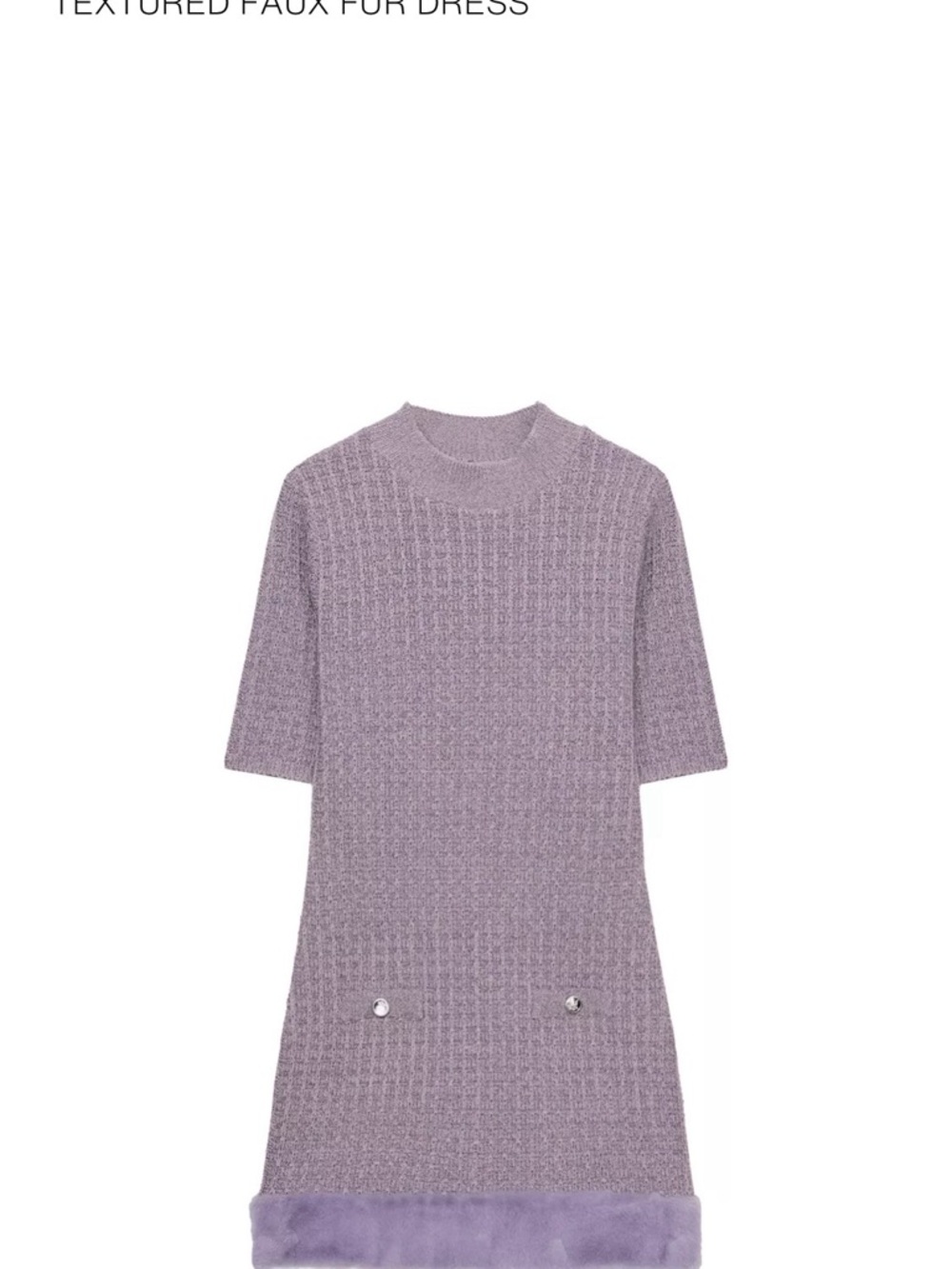 Zara Lavender Short-Sleeve Textured Knit Turtleneck Sweater
